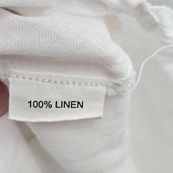 Dolma S/M White Linen Drawstring Pants Elastic Waist & Pockets Pull On Wide Leg - Picture 5 of 12